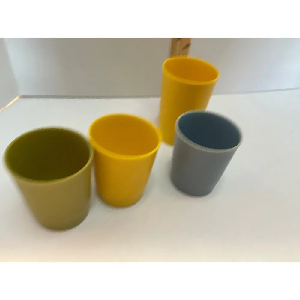Tupperware Vintage Tumblers Cups Set of 4 Harvest Gold Green Blue Y2K Retro